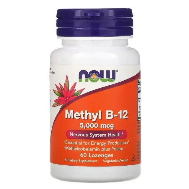 Витамины и минералы NOW Methyl B12 5000 mcg, 60 леденцов