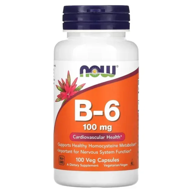 Вітаміни та мінерали NOW Vitamin B6 100 mg, 100 вегакапсул