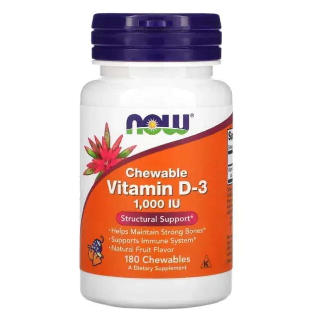 Вітаміни та мінерали NOW Vitamin D3 1000 IU, 180 жувальні таблетки