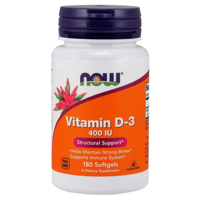 Вітаміни та мінерали NOW Vitamin D3 400 IU, 180 капсул