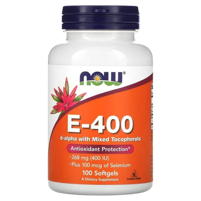 Вітаміни та мінерали NOW Vitamin E-400 Plus Selenium, 100 капсул