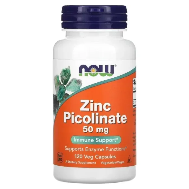 Вітаміни та мінерали NOW Zinc Picolinate 50 mg, 120 вегакапсул