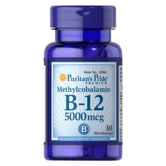Вітаміни та мінерали Puritan's Pride Vitamin B-12 5000 mcg (Methylcobalamin), 30 мікро льодяників
