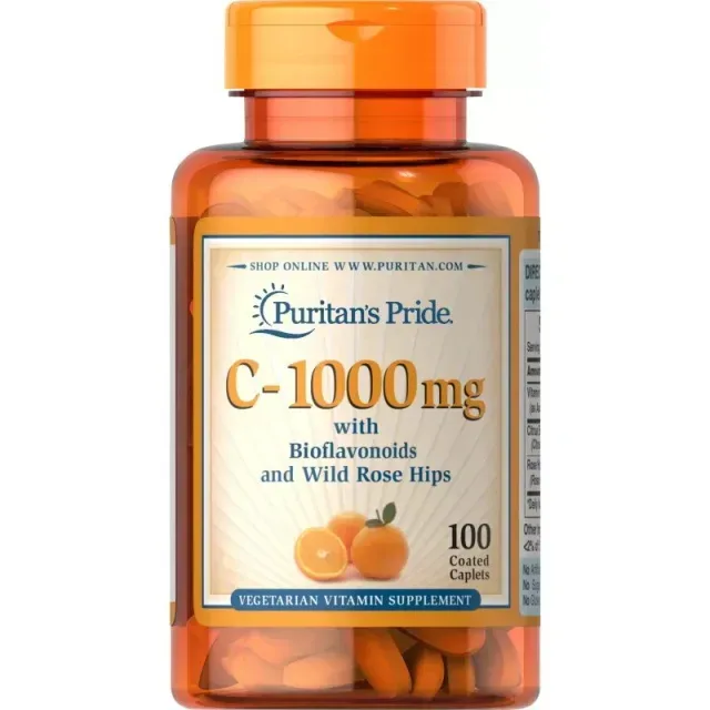 Вітаміни та мінерали Puritan's Pride Vitamin C 1000 mg with Bioflavonoids & Rose Hips, 100 каплет