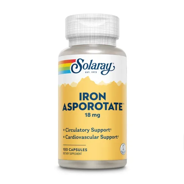 Вітаміни та мінерали Solaray Iron Asporotate, 100 капсул