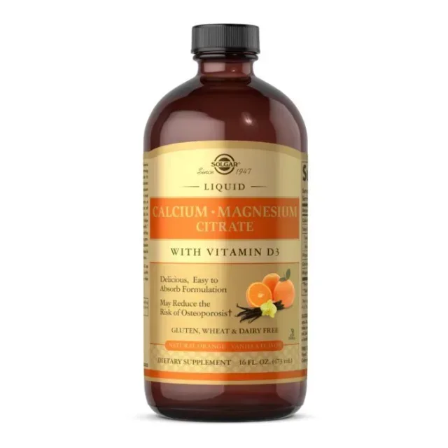Вітаміни та мінерали Solgar Calcium Magnesium Citrate with Vitamin D3 Liquid, 473 мл - Полуниця