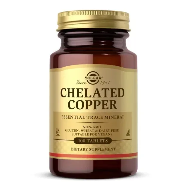 Вітаміни та мінерали Solgar Chelated Copper, 100 таблеток