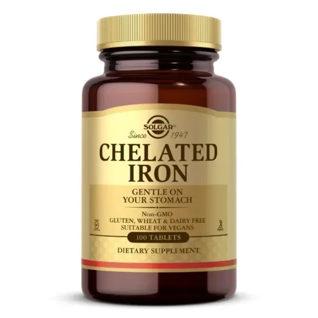 Вітаміни та мінерали Solgar Chelated Iron, 100 таблеток