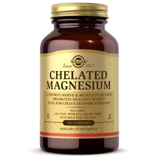 Вітаміни та мінерали Solgar Chelated Magnesium, 100 таблеток