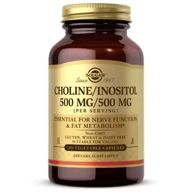 Вітаміни та мінерали Solgar Choline & Inositol, 100 вегакапсул