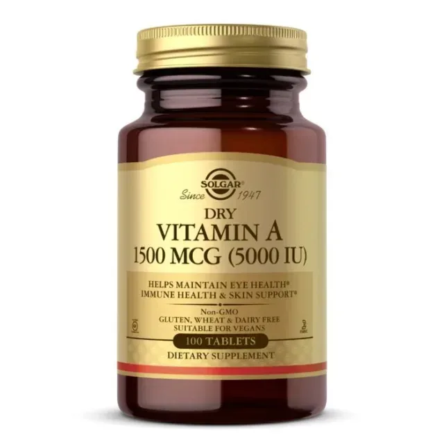 Витамины и минералы Solgar Dry Vitamin A 1500 mcg, 100 таблеток