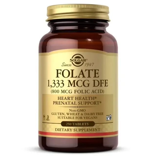 Вітаміни та мінерали Solgar Folate 1333 mcg (Folic Acid 800 mcg), 250 таблеток