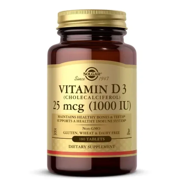 Вітаміни та мінерали Solgar Vitamin D3 25 mcg, 180 таблеток