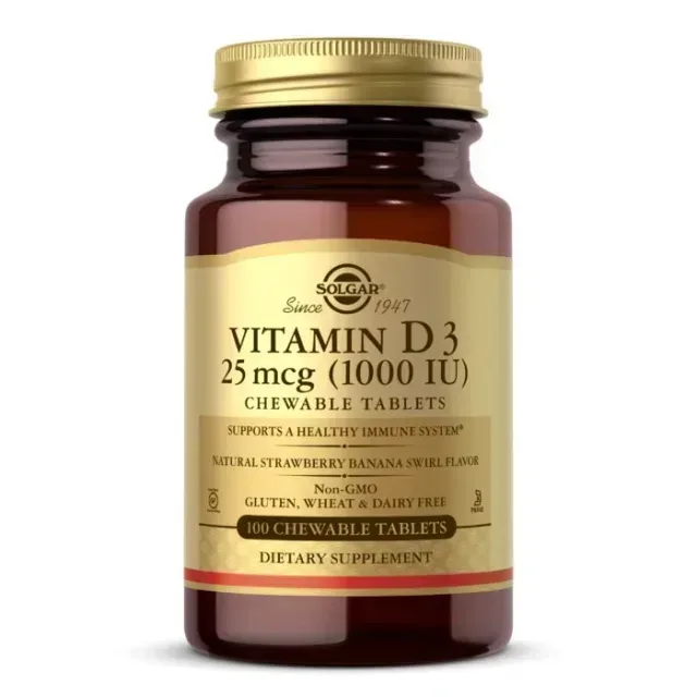 Вітаміни та мінерали Solgar Vitamin D3 25 mcg, 100 жувальних таблеток