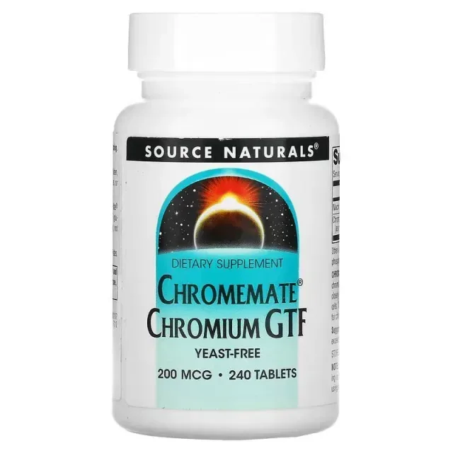 Вітаміни та мінерали Source Naturals Chromemate Chromium GTF 200 mcg Yeast-Free, 240 таблеток