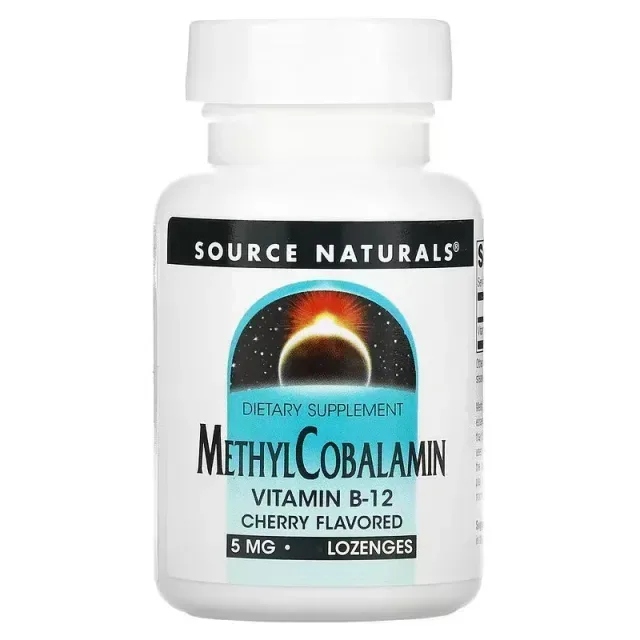 Вітаміни та мінерали Source Naturals Methylcobalamin 5 mg, 60 льодяників - Вишня