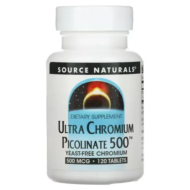Вітаміни та мінерали Source Naturals Ultra Chromium Picolinate 500 mcg Yeast-Free, 120 таблеток