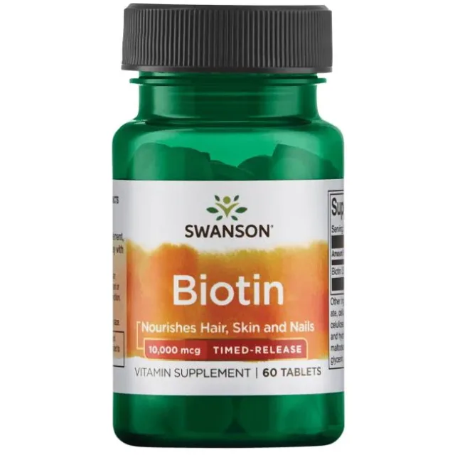 Вітаміни та мінерали Swanson Biotin 10000 mcg Timed-Release, 60 таблеток