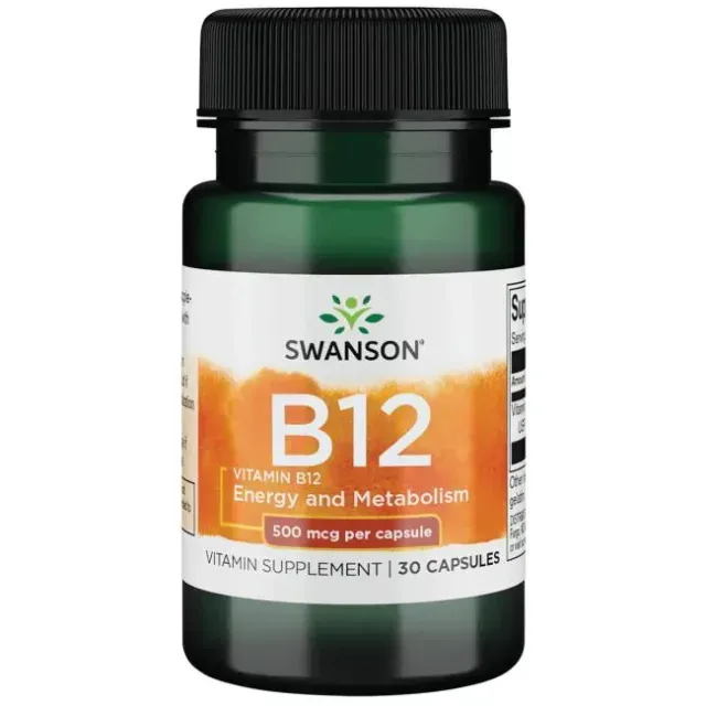 Вітаміни та мінерали Swanson Vitamin B12 500 mcg, 30 капсул