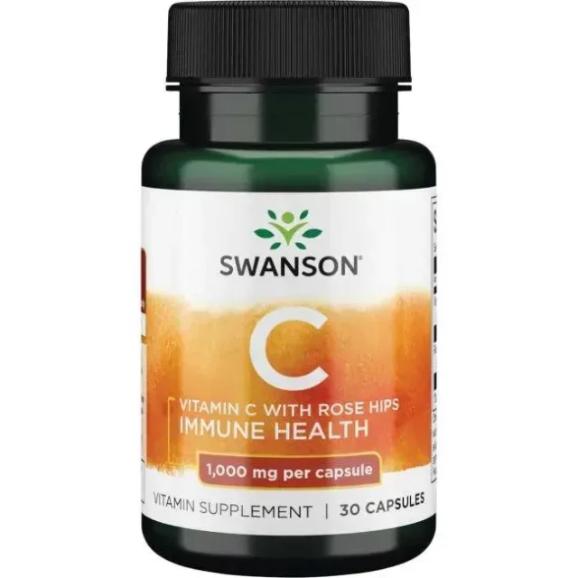 Витамины и минералы Swanson Vitamin C 1000 mg with Rose Hips, 30 капсул