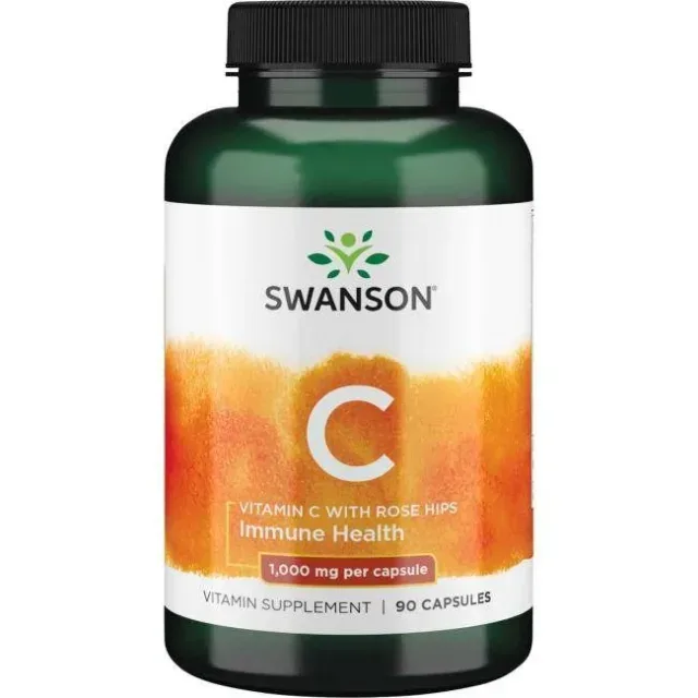 Витамины и минералы Swanson Vitamin C 1000 mg with Rose Hips, 90 капсул