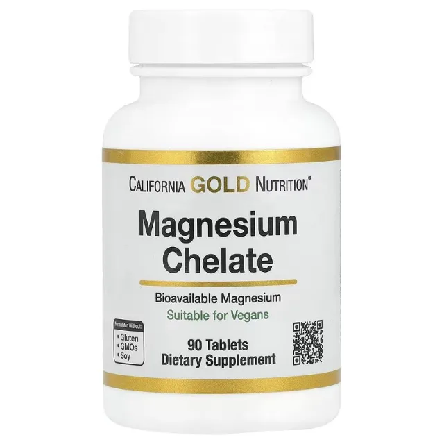 Хелатний магній з кальцієм California Gold Nutrition Magnesium Chelate with Calcium, 90 таблеток