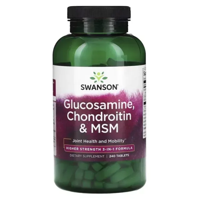 Хондропротектор Swanson Glucosamine, Chondroitin & MSM (1 per day) Highest Strength, 240 таблеток
