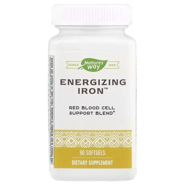 Залізо Nature's Way Energizing Iron, 90 капсул для підтримки здоров'я червоних кров'яних клітин