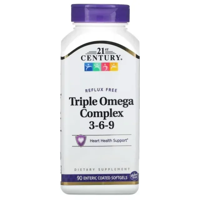 Жирні кислоти 21st Century Triple Omega Complex 3-6-9, 90 капсул