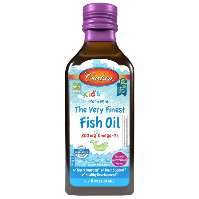 Жирні кислоти Carlson Labs Kid's The Very Finest Fish Oil, 200 мл - Ягоди