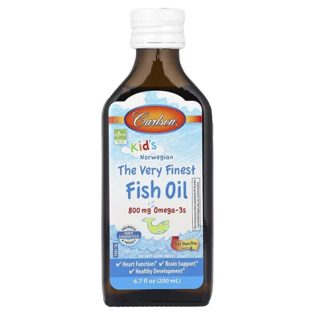 Жирні кислоти Carlson Labs Kid's The Very Finest Fish Oil, 200 мл - Персик