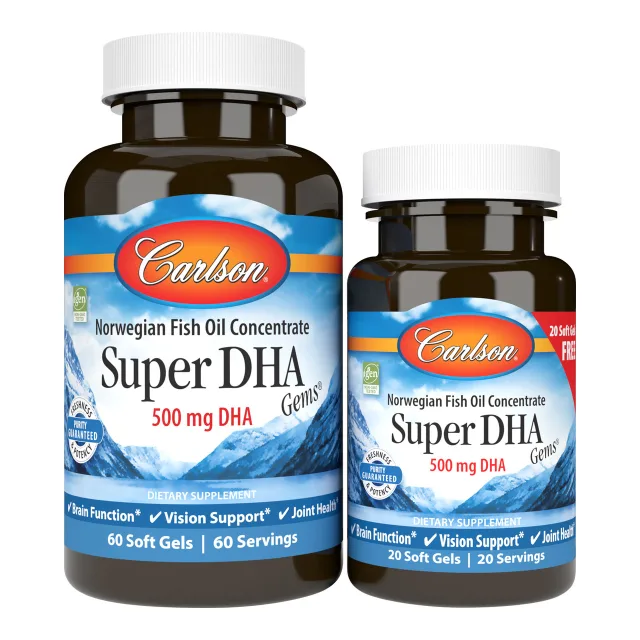 Жирные кислоты Carlson Labs Super DHA Gems 500 mg, 60+20 капсул