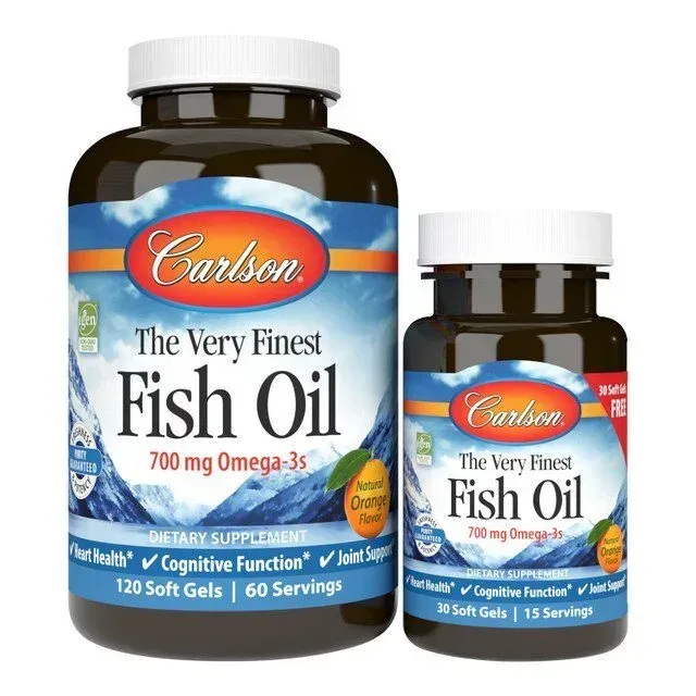 Жирні кислоти Carlson Labs The Very Finest Fish Oil 700 mg, 120+30 капсул - Лимон