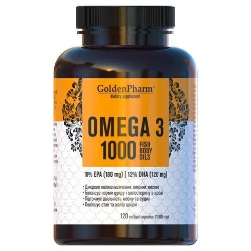 Жирні кислоти Golden Pharm Omega-3 1000 mg, 120 капсул