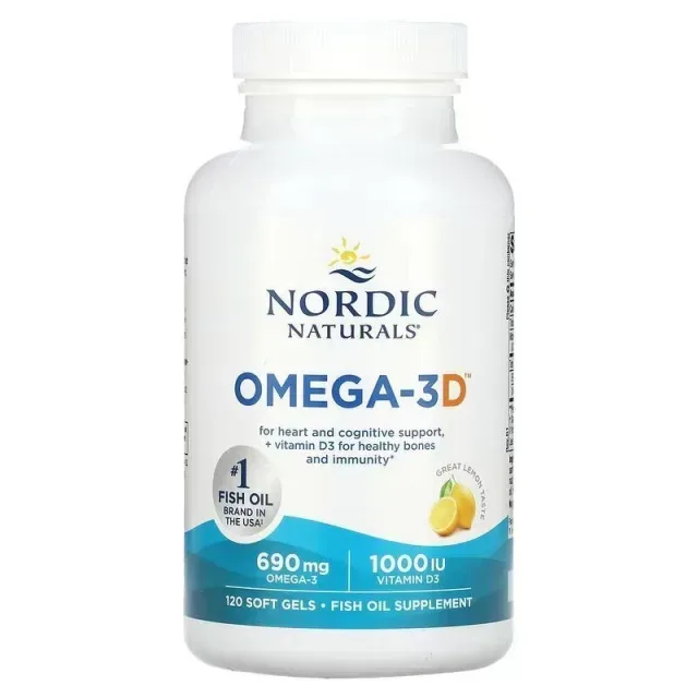 Жирные кислоты Nordic Naturals Omega-3D, 120 капсул - Лимон