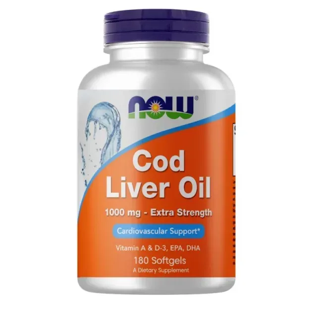 Жирні кислоти NOW Cod Liver Oil 1000 mg, 180 капсул