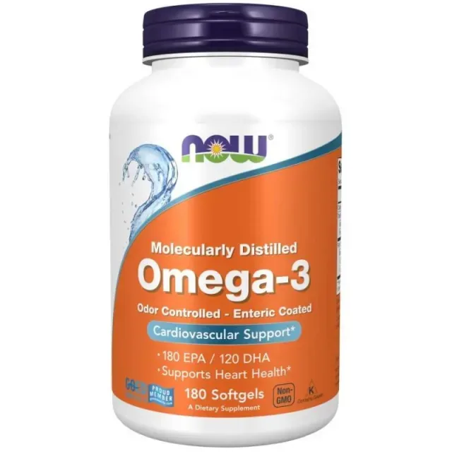 Жирні кислоти NOW Molecularly Distilled Omega-3, 180 капсул