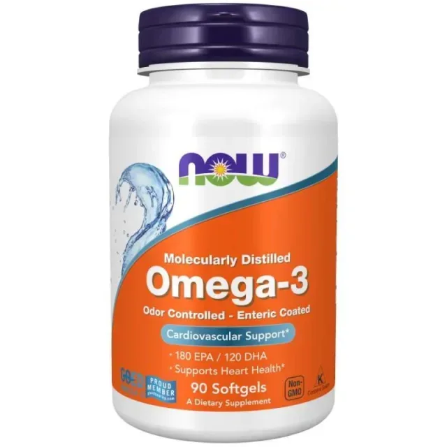Жирные кислоты NOW Molecularly Distilled Omega-3, 90 капсул