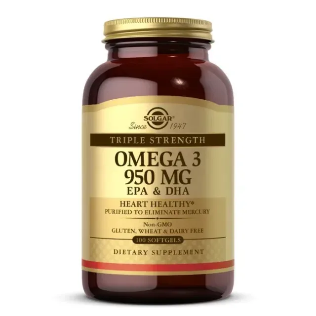 Жирные кислоты Solgar Omega 3 950 mg Triple Strength, 100 капсул