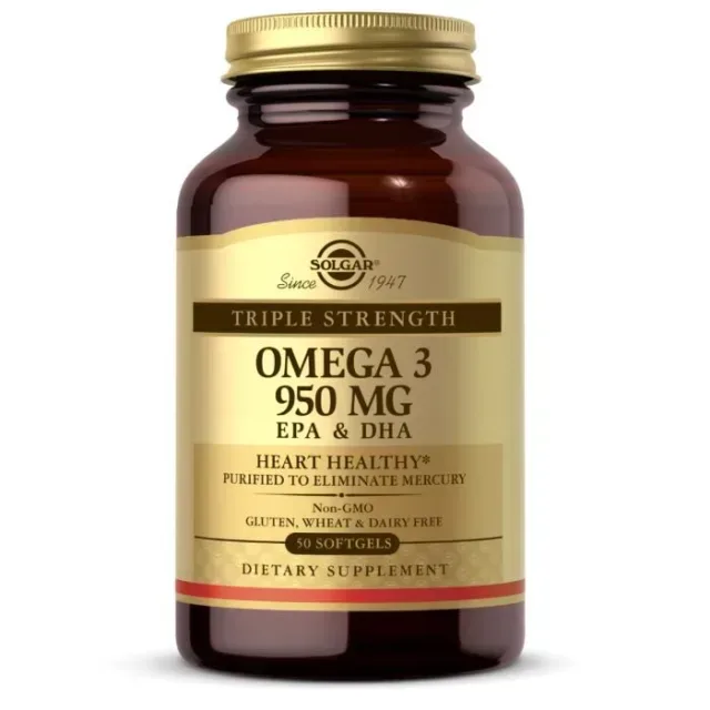 Жирные кислоты Solgar Omega 3 950 mg Triple Strength, 50 капсул